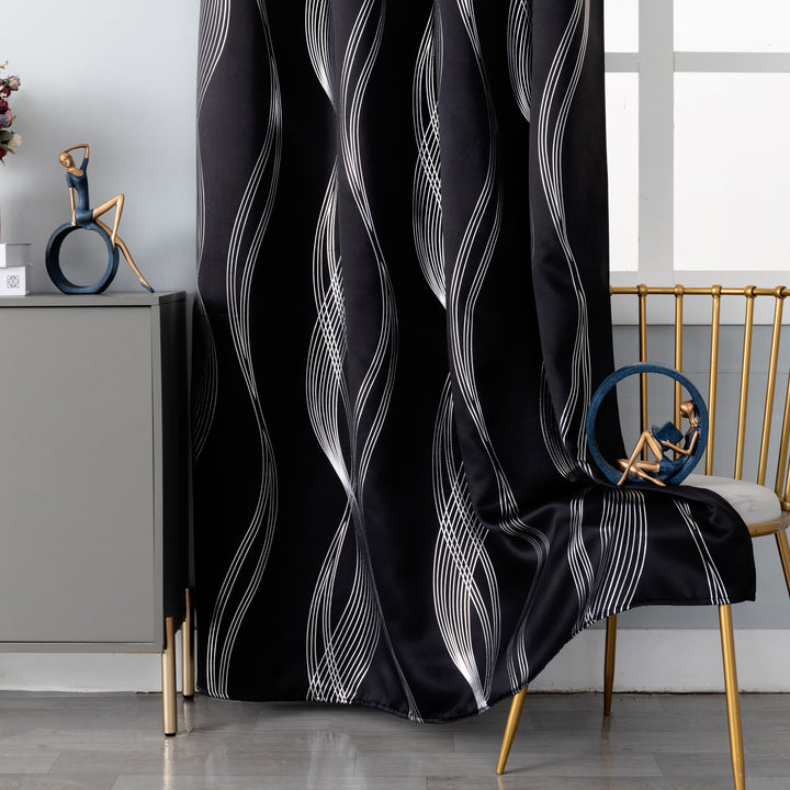 TENDA DOMINICA OSCURANTE FANTASIA ONDE 1 PANNELLO 140X235CM NERO