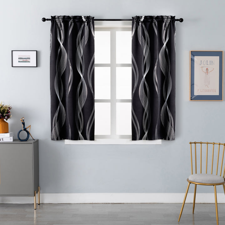 COPPIA TENDE DOMINICA OSCURANTI FANTASIA ONDE 2X70X145CM NERO