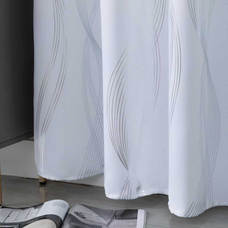 COPPIA TENDE DOMINICA SEMI OSCURANTI FANTASIA ONDE 2X70X235CM BIANCO