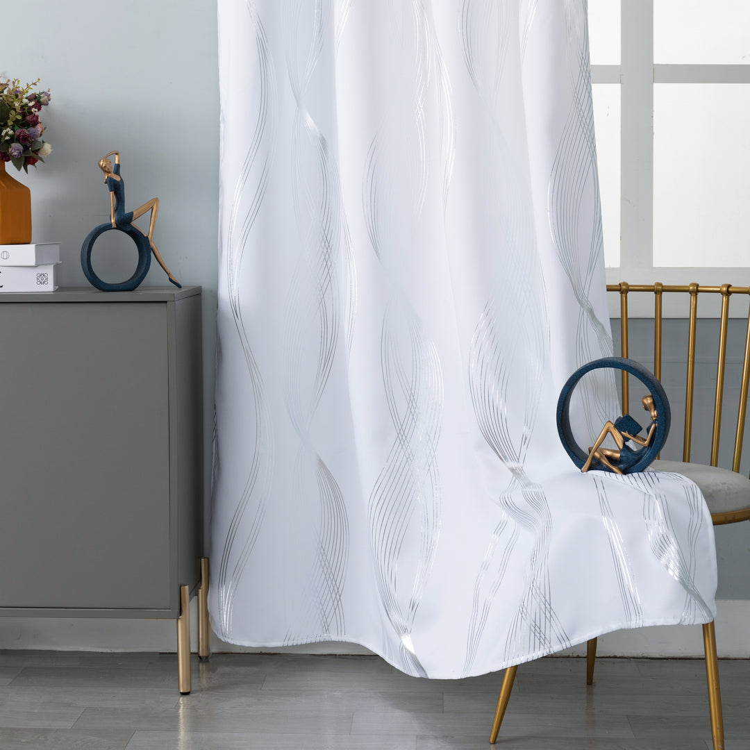 TENDA DOMINICA SEMI OSCURANTE FANTASIA ONDE 1 PANNELLO 140X235CM BIANCO