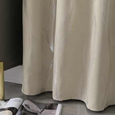 COPPIA TENDE DOMINICA OSCURANTI FANTASIA ONDE 2X70X235CM BEIGE