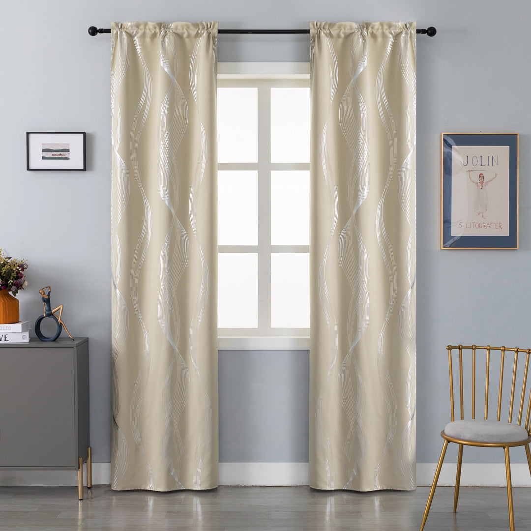 COPPIA TENDE DOMINICA OSCURANTI FANTASIA ONDE 2X70X235CM BEIGE