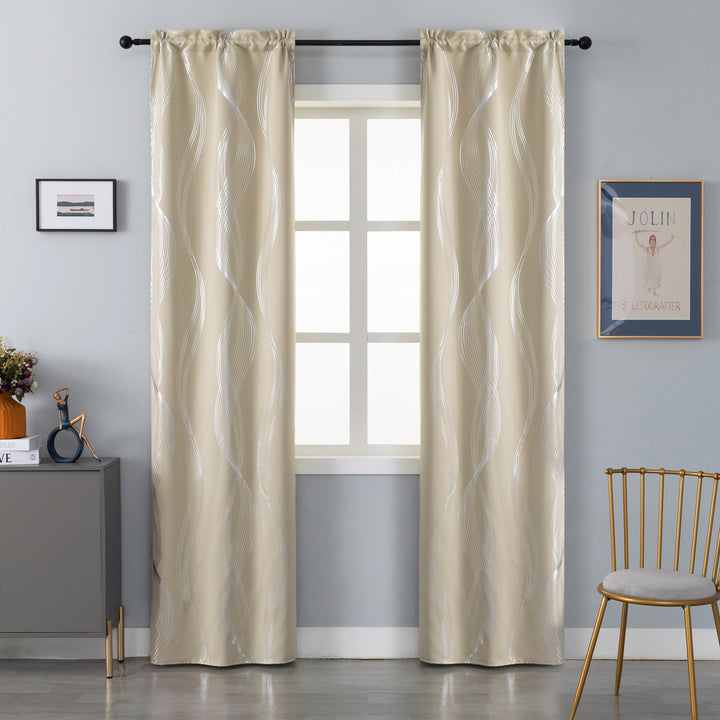 COPPIA TENDE DOMINICA OSCURANTI FANTASIA ONDE 2X70X235CM BEIGE