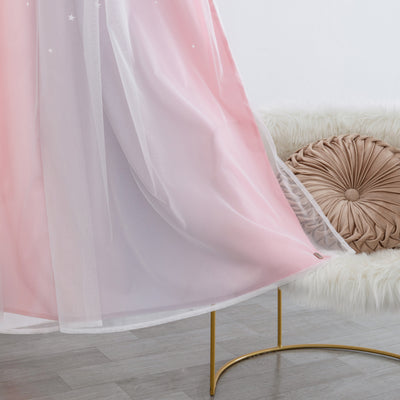 TENDA OSCURANTE ROSA-GRIGIA CON FORI A STELLE 140X235CM