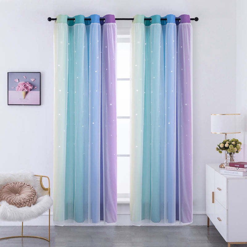 TENDA OSCURANTE ARCOBALENO FREDDO CON FORI A STELLE 140X235CM