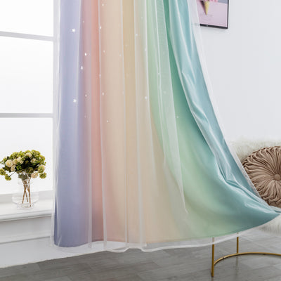 TENDA OSCURANTE ARCOBALENO CALDO CON FORI A STELLE 140X285CM