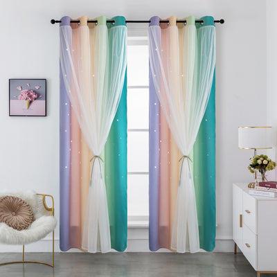 TENDA OSCURANTE ARCOBALENO CALDO CON FORI A STELLE 140X285CM