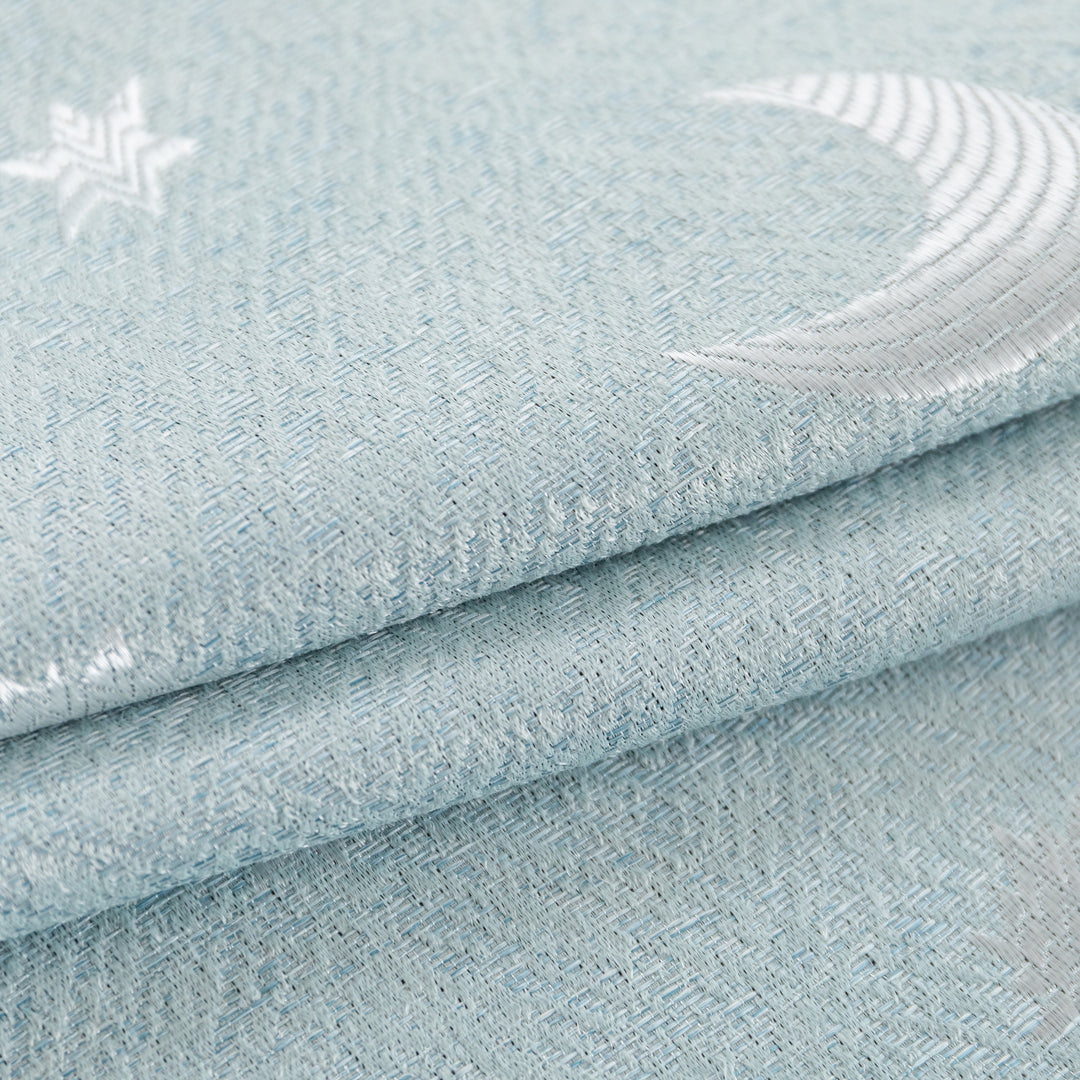 TENDA JACQUARD SEMI OSCURANTE FANTASIA LUNA E STELLE 1 PANNELLO 140X275CM CELESTE