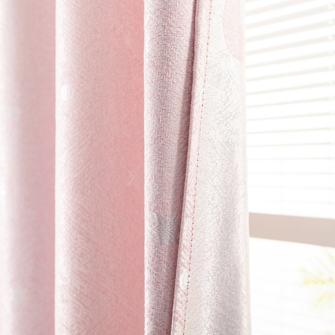 TENDA JACQUARD SEMI OSCURANTE FANTASIA LUNA E STELLE 1 PANNELLO 140X275CM ROSA