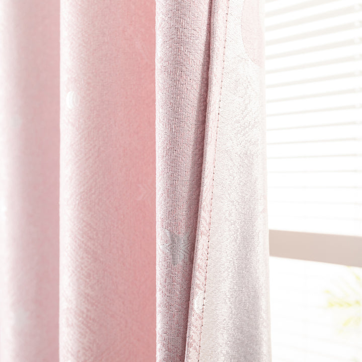 TENDA JACQUARD SEMI OSCURANTE FANTASIA LUNA E STELLE 1 PANNELLO 140X275CM ROSA