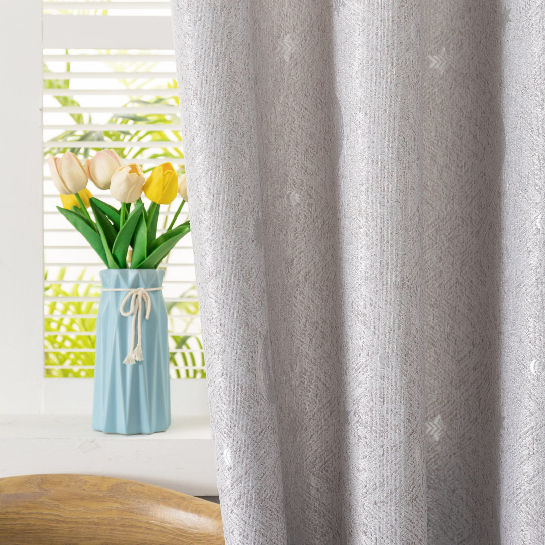 TENDA JACQUARD SEMI OSCURANTE FANTASIA LUNA E STELLE 1 PANNELLO 140X275CM GRIGIO