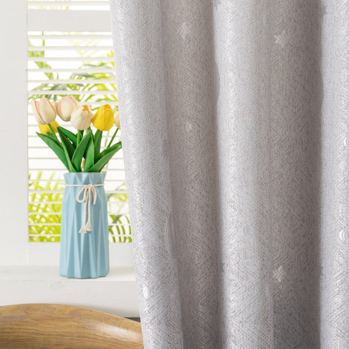 TENDA JACQUARD SEMI OSCURANTE FANTASIA LUNA E STELLE 1 PANNELLO 140X275CM GRIGIO
