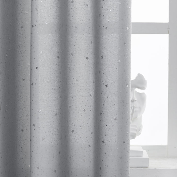 COPPIA TENDE LOLLAND SEMI OSCURANTI FANTASIA STELLINE ARGENTATE 2X70X150CM GRIGIO