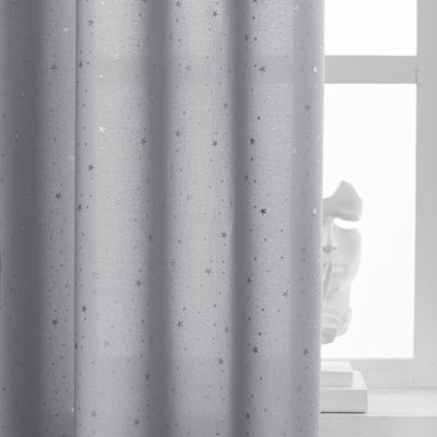 COPPIA TENDE LOLLAND SEMI OSCURANTI FANTASIA STELLINE ARGENTATE 2X70X235CM GRIGIO