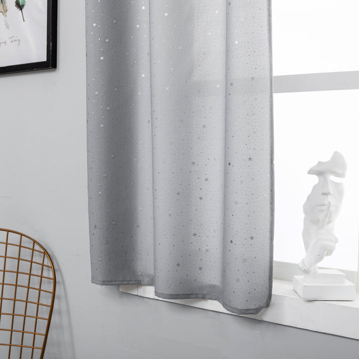 COPPIA TENDE LOLLAND SEMI OSCURANTI FANTASIA STELLINE ARGENTATE 2X70X150CM GRIGIO