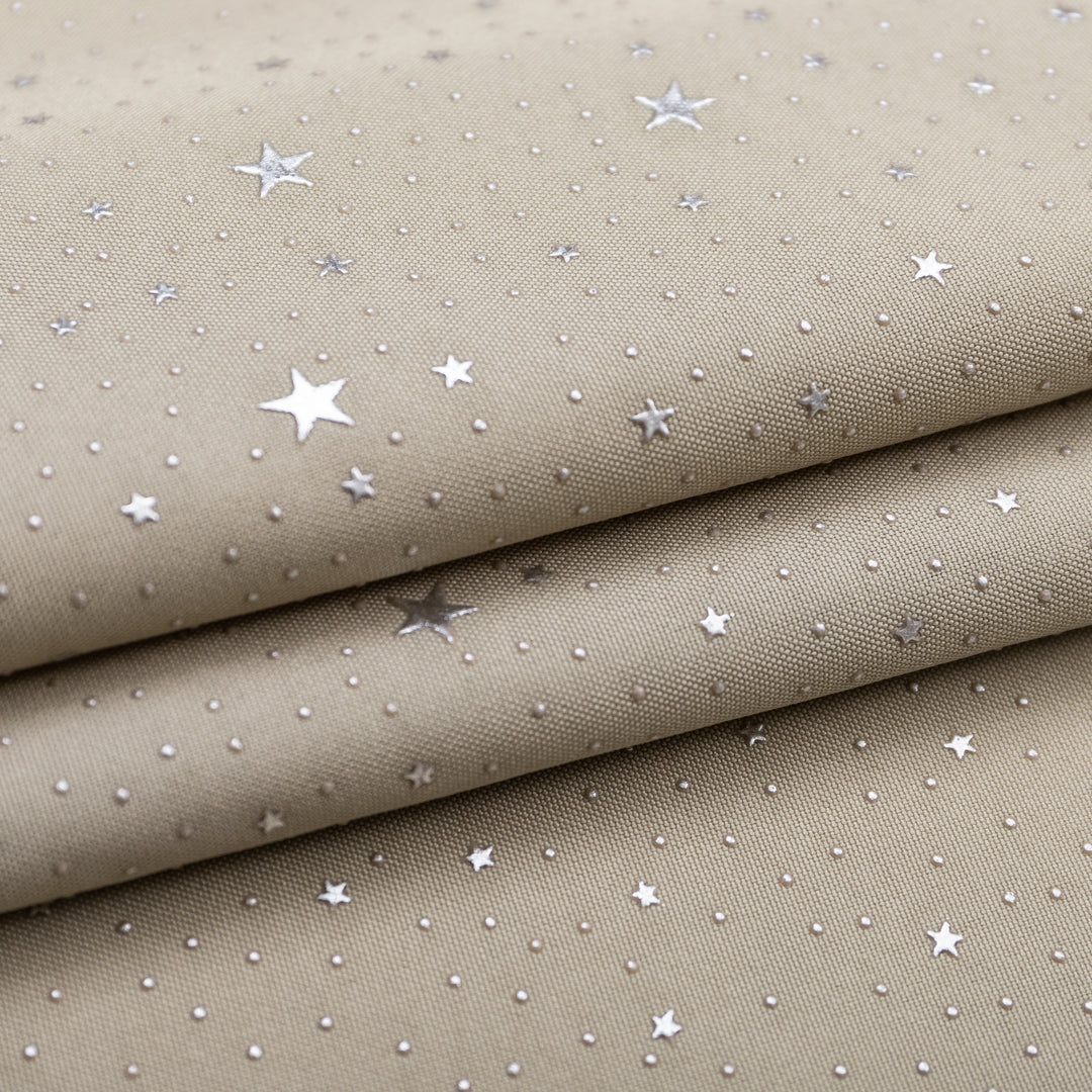 COPPIA TENDE LOLLAND SEMI OSCURANTI FANTASIA STELLINE ARGENTATE 2X70X150CM BEIGE