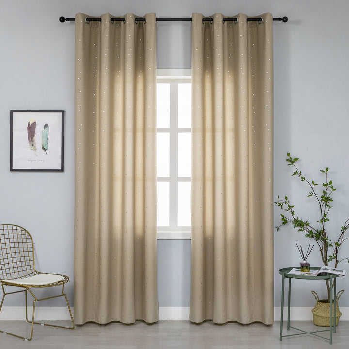 TENDA LOLLAND SEMI OSCURANTE FANTASIA STELLINE ARGENTATE 1 PANNELLO 140X290CM BEIGE