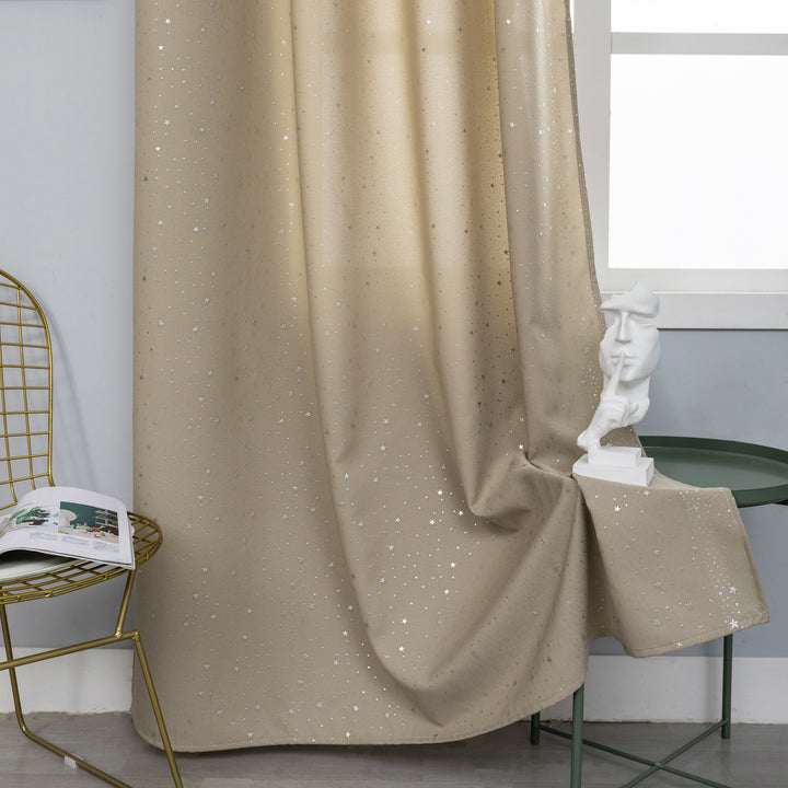 TENDA LOLLAND SEMI OSCURANTE FANTASIA STELLINE ARGENTATE 1 PANNELLO 140X290CM BEIGE