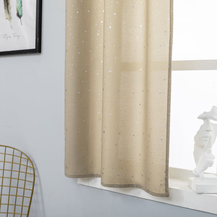 COPPIA TENDE LOLLAND SEMI OSCURANTI FANTASIA STELLINE ARGENTATE 2X70X150CM BEIGE