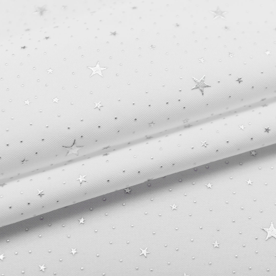 TENDA LOLLAND SEMI OSCURANTE FANTASIA STELLINE ARGENTATE 1 PANNELLO 140X290CM BIANCO
