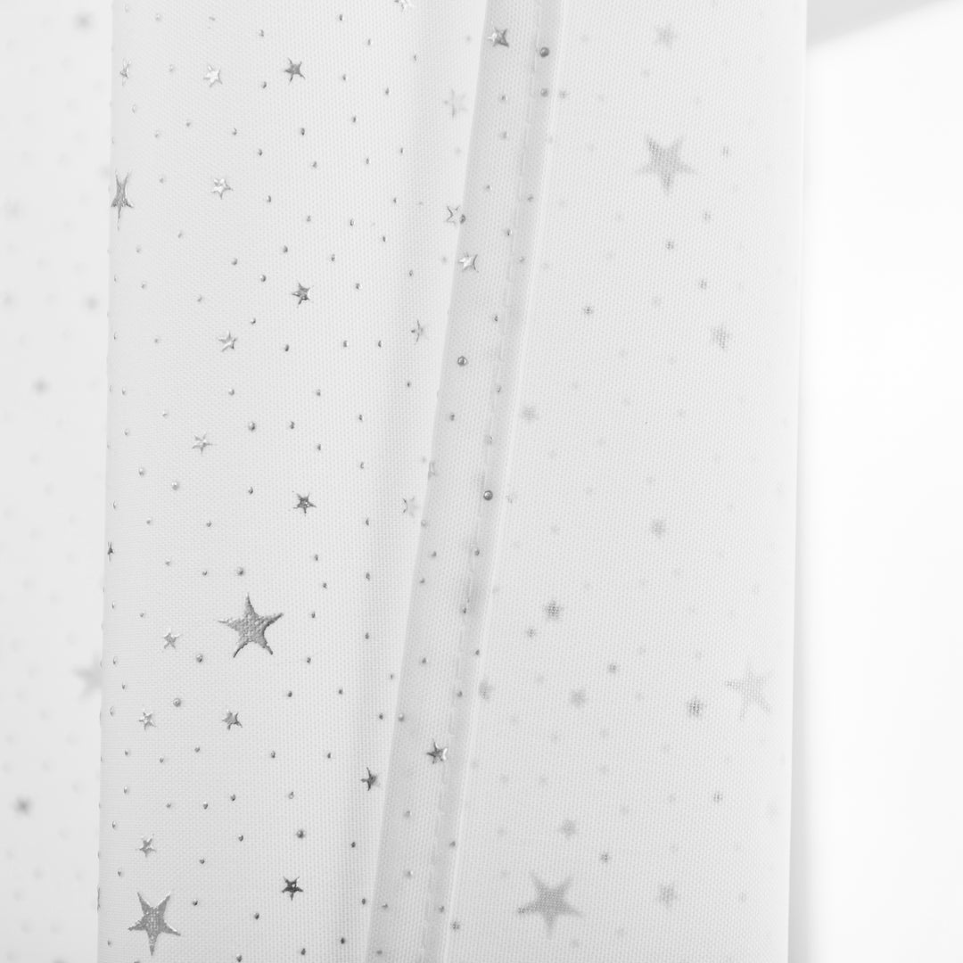 TENDA LOLLAND SEMI OSCURANTE FANTASIA STELLINE ARGENTATE 1 PANNELLO 140X290CM BIANCO