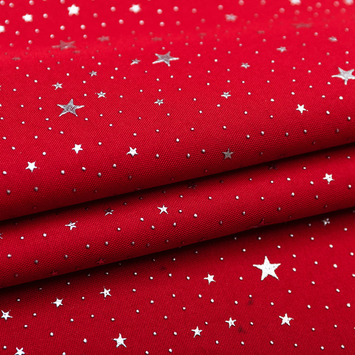 COPPIA TENDE LOLLAND SEMI OSCURANTI FANTASIA STELLINE ARGENTATE 2X70X240CM ROSSO