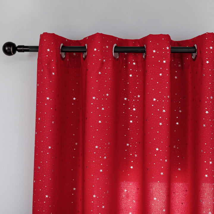 TENDA LOLLAND SEMI OSCURANTE FANTASIA STELLINE ARGENTATE 1 PANNELLO 140X290CM ROSSO