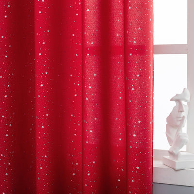 TENDA LOLLAND SEMI OSCURANTE FANTASIA STELLINE ARGENTATE 140X285CM ROSSO