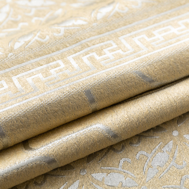 COPPIA TENDE SANTORINI JACQUARD SEMI OSCURANTE MOTIVO ORIENTALE 2 PANNELLI 140X275CM ORO