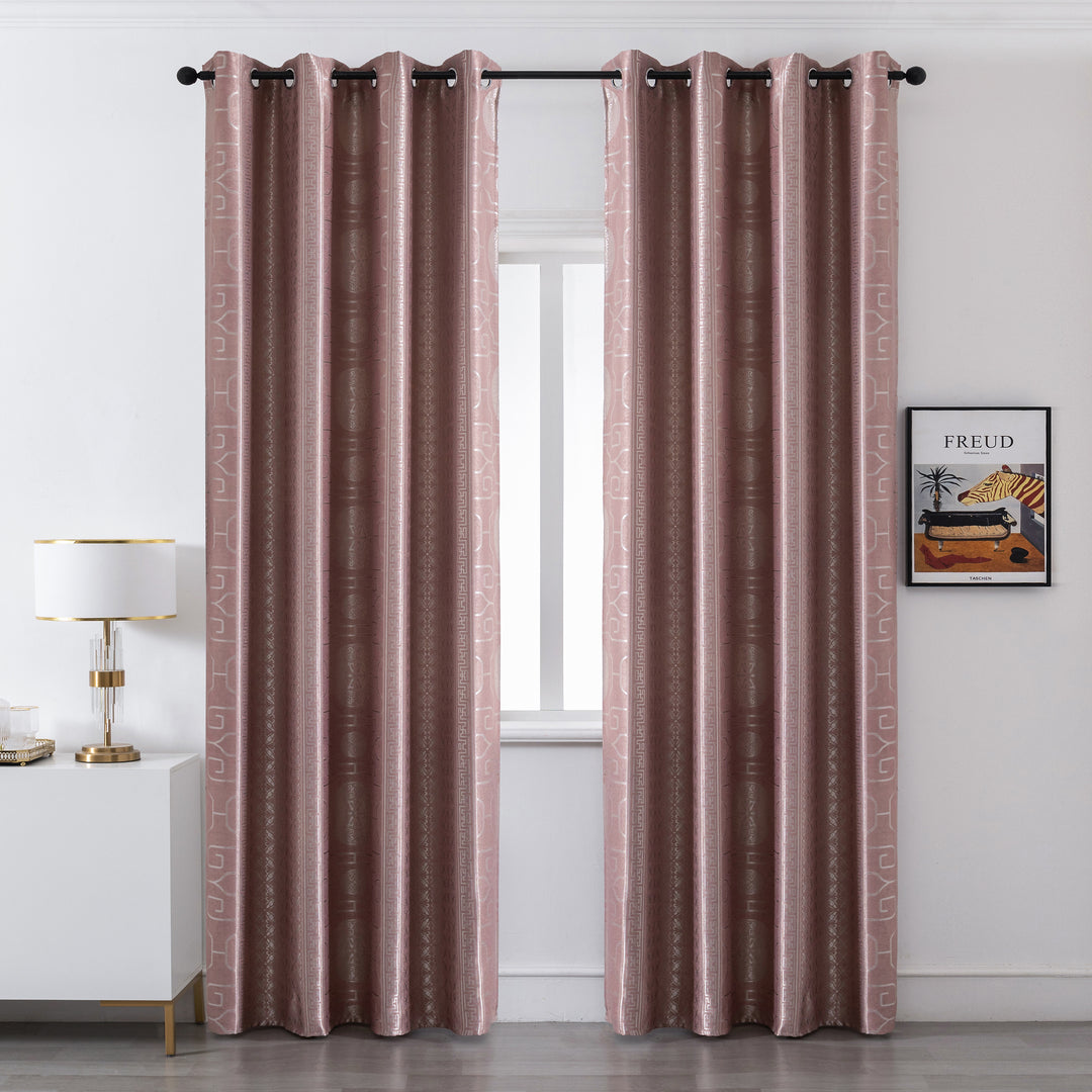 TENDA SANTORINI JACQUARD SEMI OSCURANTE MOTIVO ORIENTALE 1 PANNELLO 140X275CM ROSA ANTICO