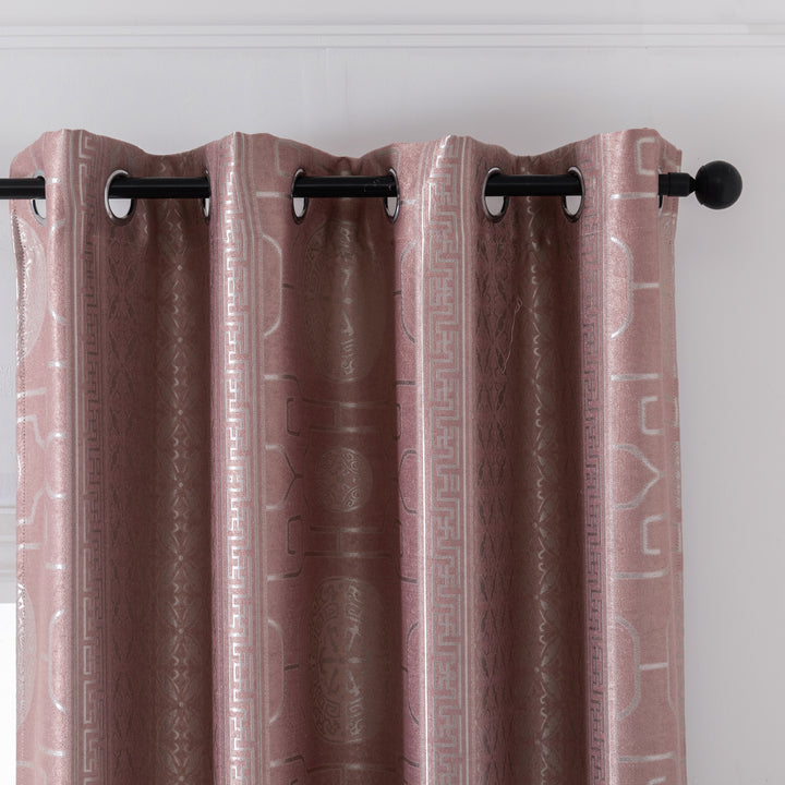 TENDA SANTORINI JACQUARD SEMI OSCURANTE MOTIVO ORIENTALE 1 PANNELLO 140X275CM ROSA ANTICO