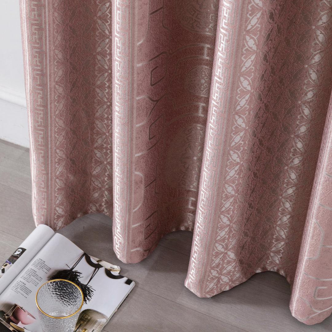 TENDA SANTORINI JACQUARD SEMI OSCURANTE MOTIVO ORIENTALE 1 PANNELLO 140X275CM ROSA ANTICO