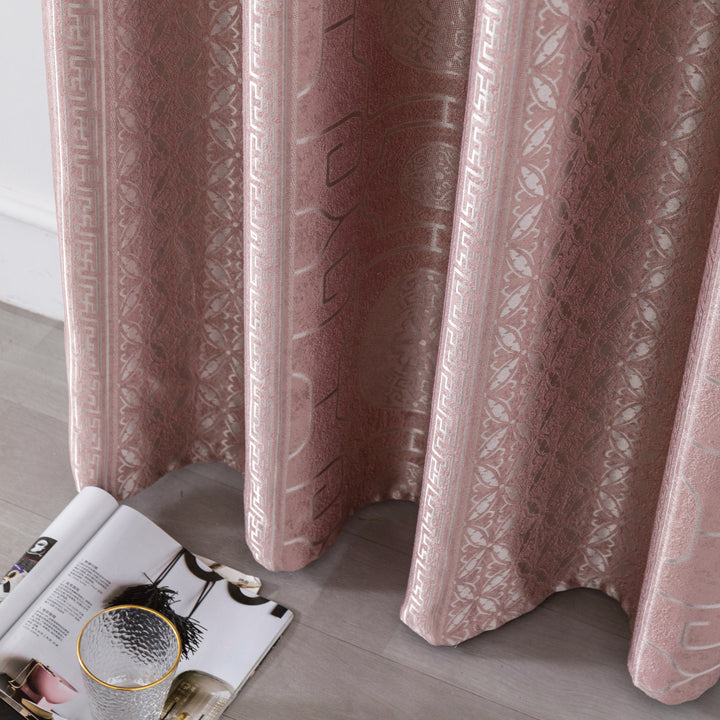 TENDA SANTORINI JACQUARD SEMI OSCURANTE MOTIVO ORIENTALE 1 PANNELLO 140X275CM ROSA ANTICO