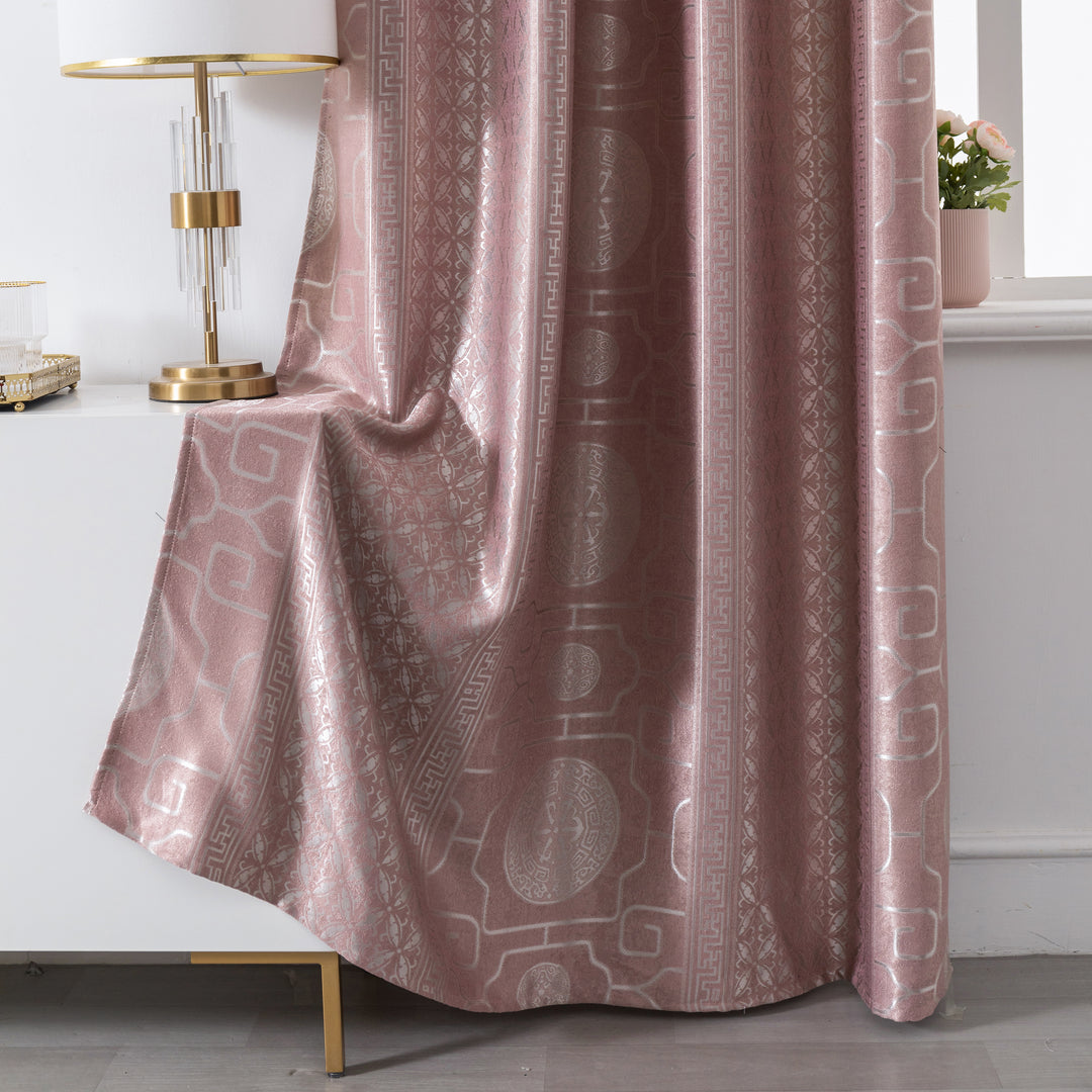 TENDA SANTORINI JACQUARD SEMI OSCURANTE MOTIVO ORIENTALE 1 PANNELLO 140X275CM ROSA ANTICO