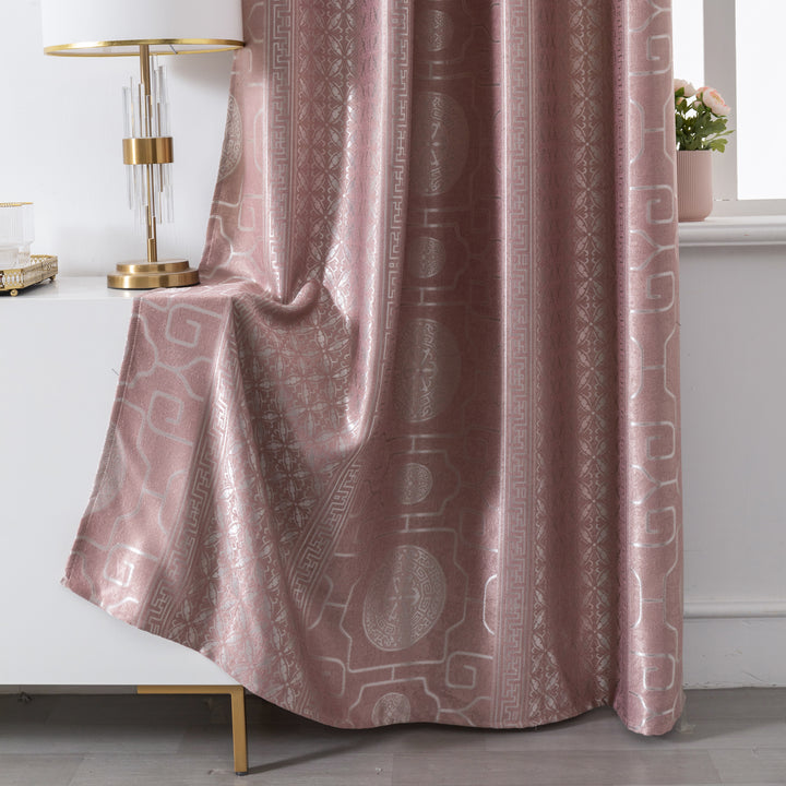 TENDA SANTORINI JACQUARD SEMI OSCURANTE MOTIVO ORIENTALE 1 PANNELLO 140X275CM ROSA ANTICO