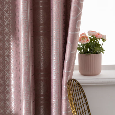 TENDA SANTORINI JACQUARD SEMI OSCURANTE MOTIVO ORIENTALE 140X275CM ROSA ANTICO