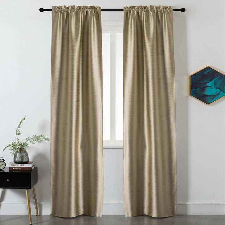 COPPIA TENDE JERSEY OSCURANTI METALLIZZATE 2X70X235CM ORO