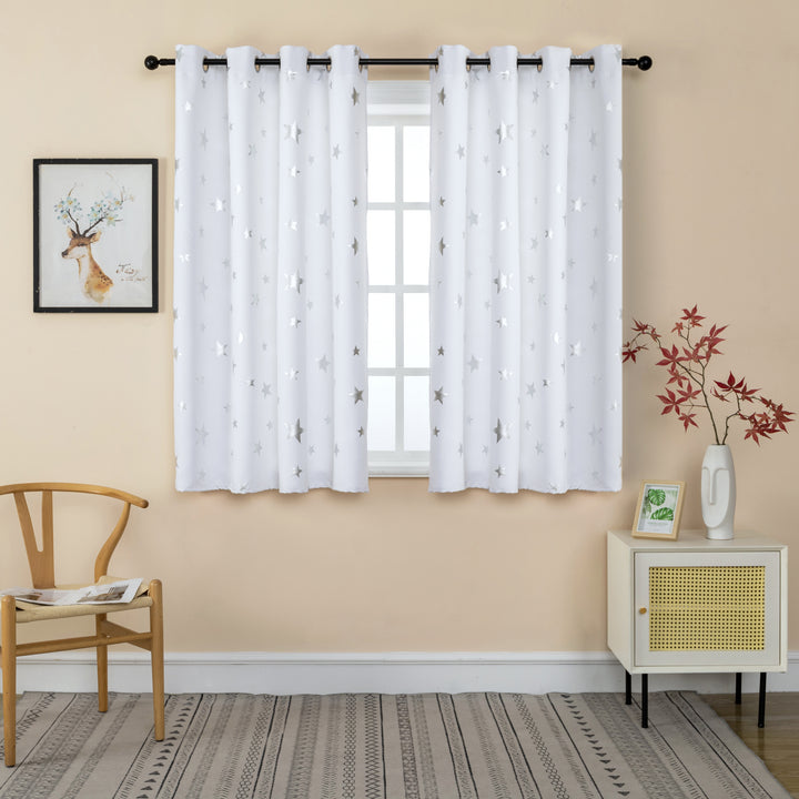 TENDA SEMI OSCURANTE FANTASIA STELLE ARGENTATE 1 PANNELLO 140X145CM BIANCO