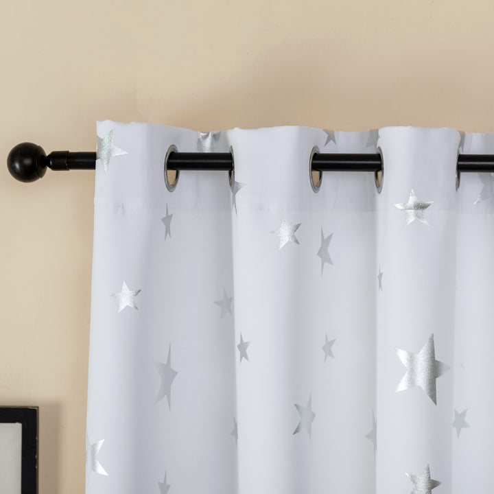 TENDA SEMI OSCURANTE FANTASIA STELLE ARGENTATE 1 PANNELLO 140X145CM BIANCO