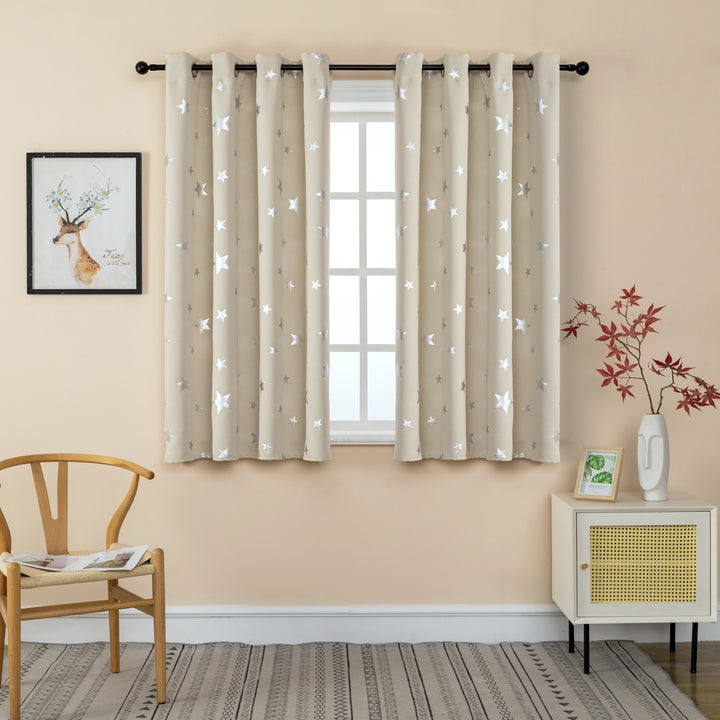 TENDA OSCURANTE FANTASIA STELLE ARGENTATE 1 PANNELLO 140X145CM BEIGE