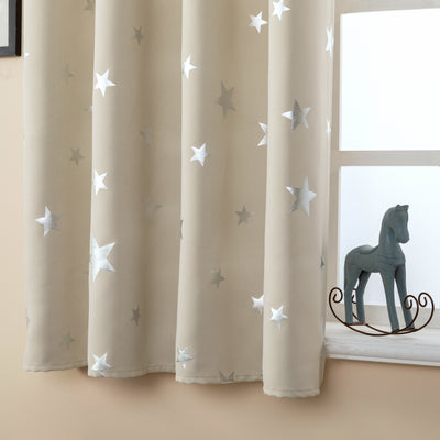 TENDA OSCURANTE FANTASIA STELLE ARGENTATE 140X145CM BEIGE