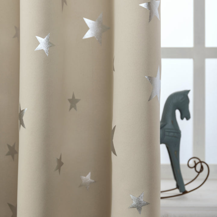 TENDA OSCURANTE FANTASIA STELLE ARGENTATE 1 PANNELLO 140X145CM BEIGE