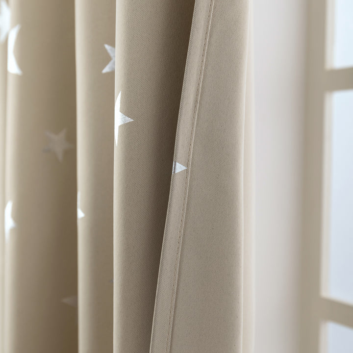 TENDA OSCURANTE FANTASIA STELLE ARGENTATE 1 PANNELLO 140X290CM BEIGE
