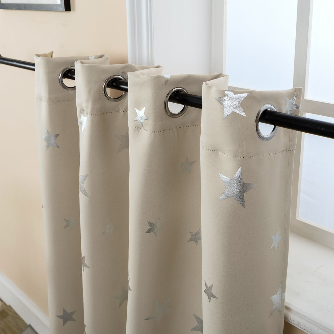 TENDA OSCURANTE FANTASIA STELLE ARGENTATE 1 PANNELLO 140X145CM BEIGE