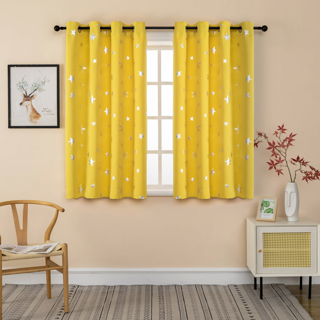 TENDA OSCURANTE FANTASIA STELLE ARGENTATE 1 PANNELLO 140X145CM GIALLO