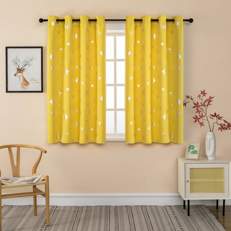 TENDA OSCURANTE FANTASIA STELLE ARGENTATE 140X145CM GIALLO