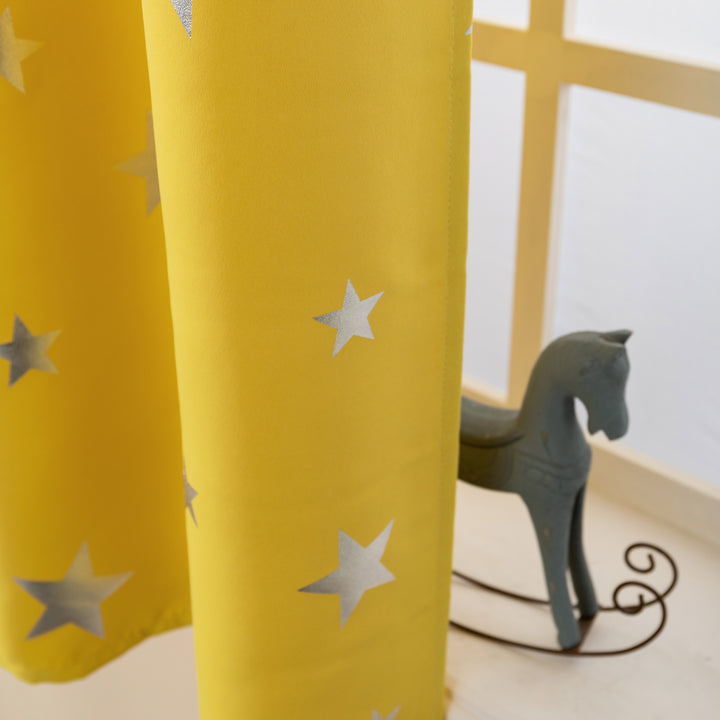 TENDA OSCURANTE FANTASIA STELLE ARGENTATE 1 PANNELLO 140X145CM GIALLO
