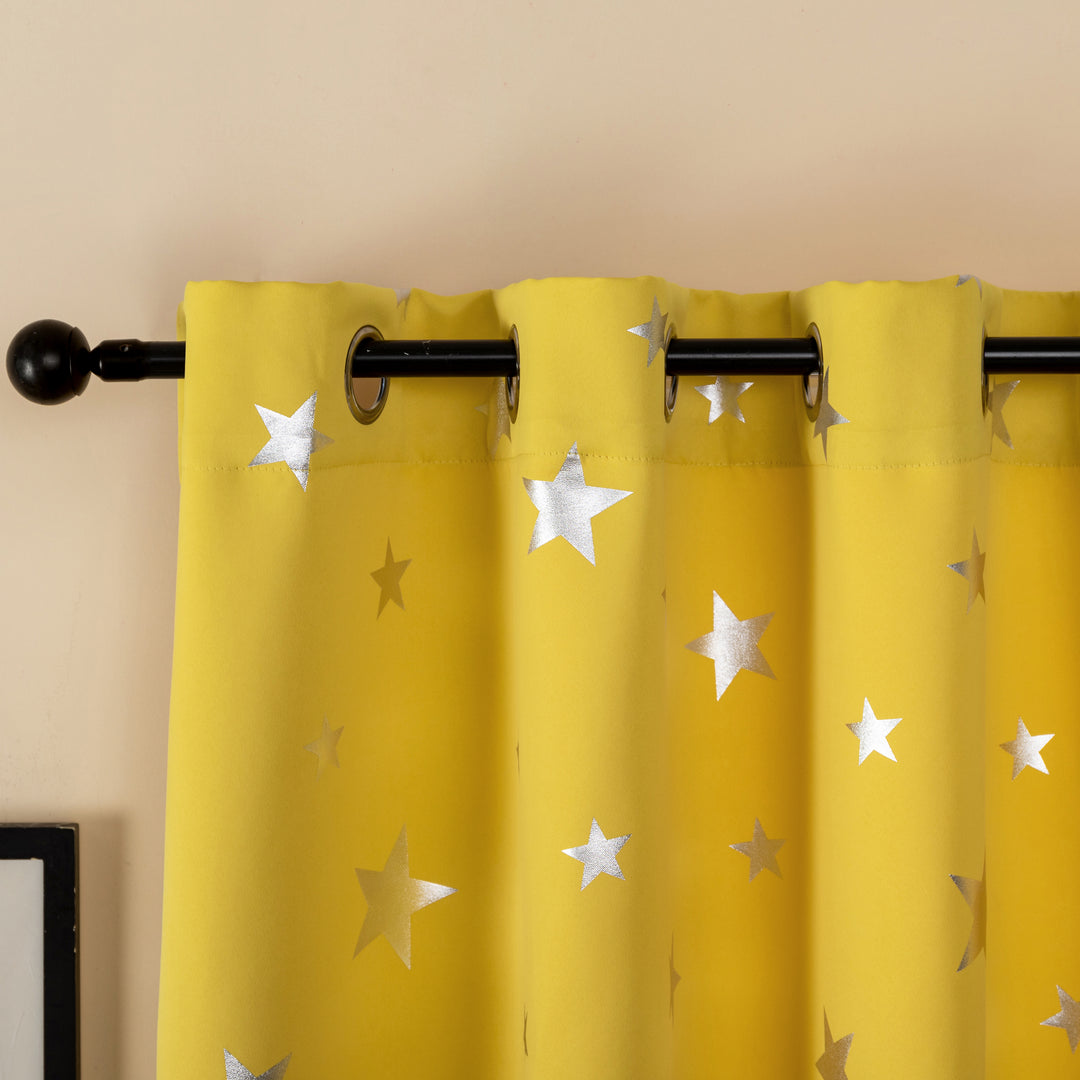 TENDA OSCURANTE FANTASIA STELLE ARGENTATE 1 PANNELLO 140X145CM GIALLO