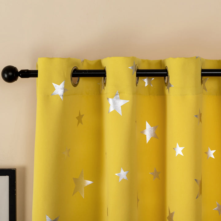 TENDA OSCURANTE FANTASIA STELLE ARGENTATE 1 PANNELLO 140X145CM GIALLO