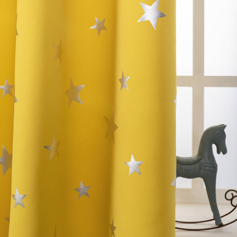 TENDA OSCURANTE FANTASIA STELLE ARGENTATE 140X145CM GIALLO